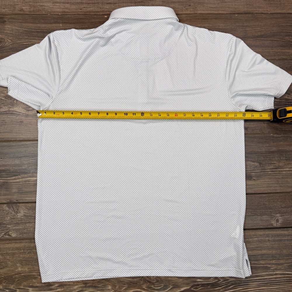 Collars & Co Men XL Polo Shirt White Gray Pulse Geometric Firm Dress Collar NEW - Picture 7 of 10